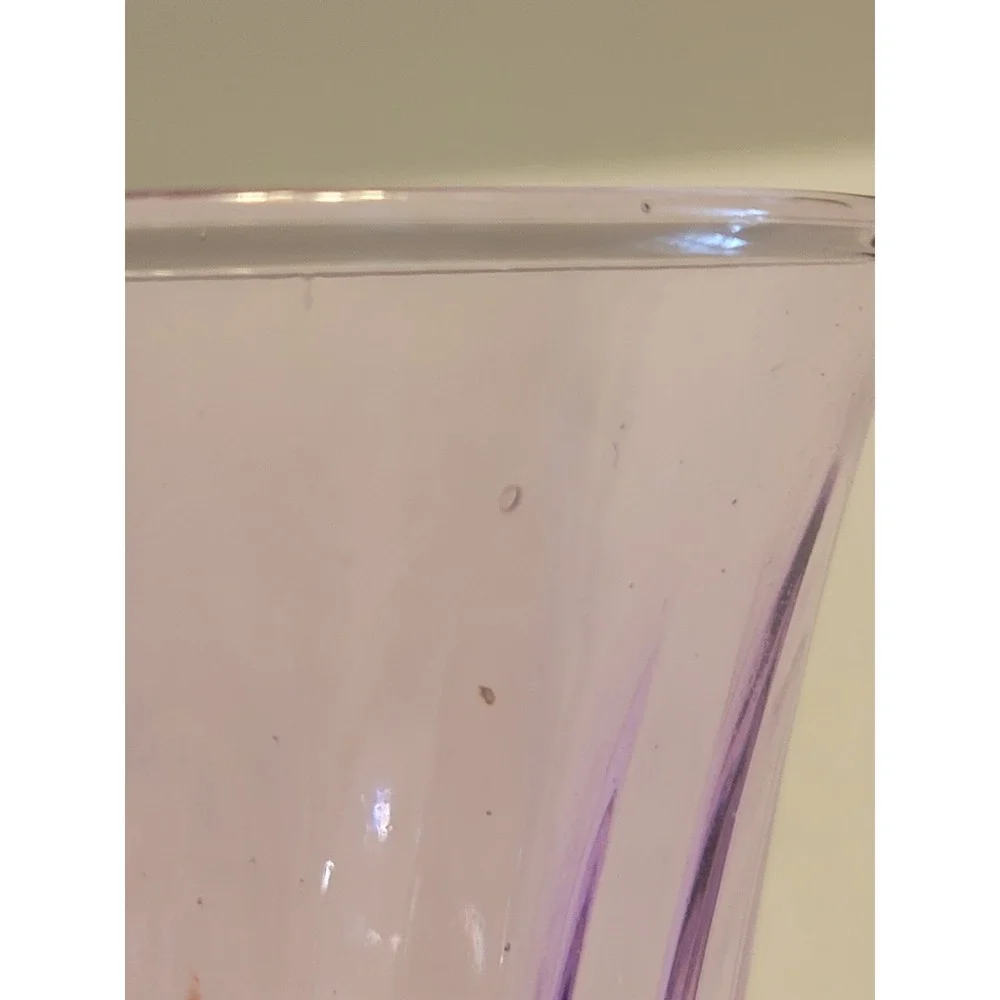 Vtg Glass Bud Vase Ribbed Braided Waist Cottagecore Country Lavender‎ Purple 7in